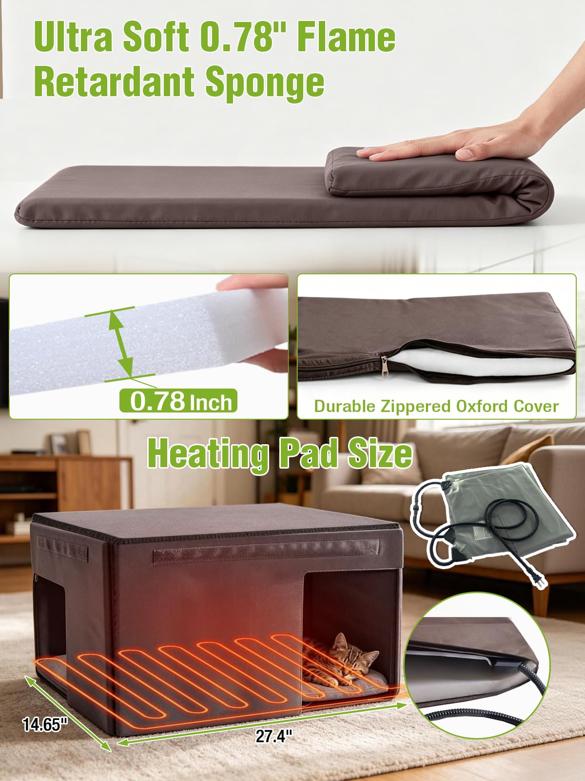 6-Sides Insulated Outdoor Heated Cat House P627