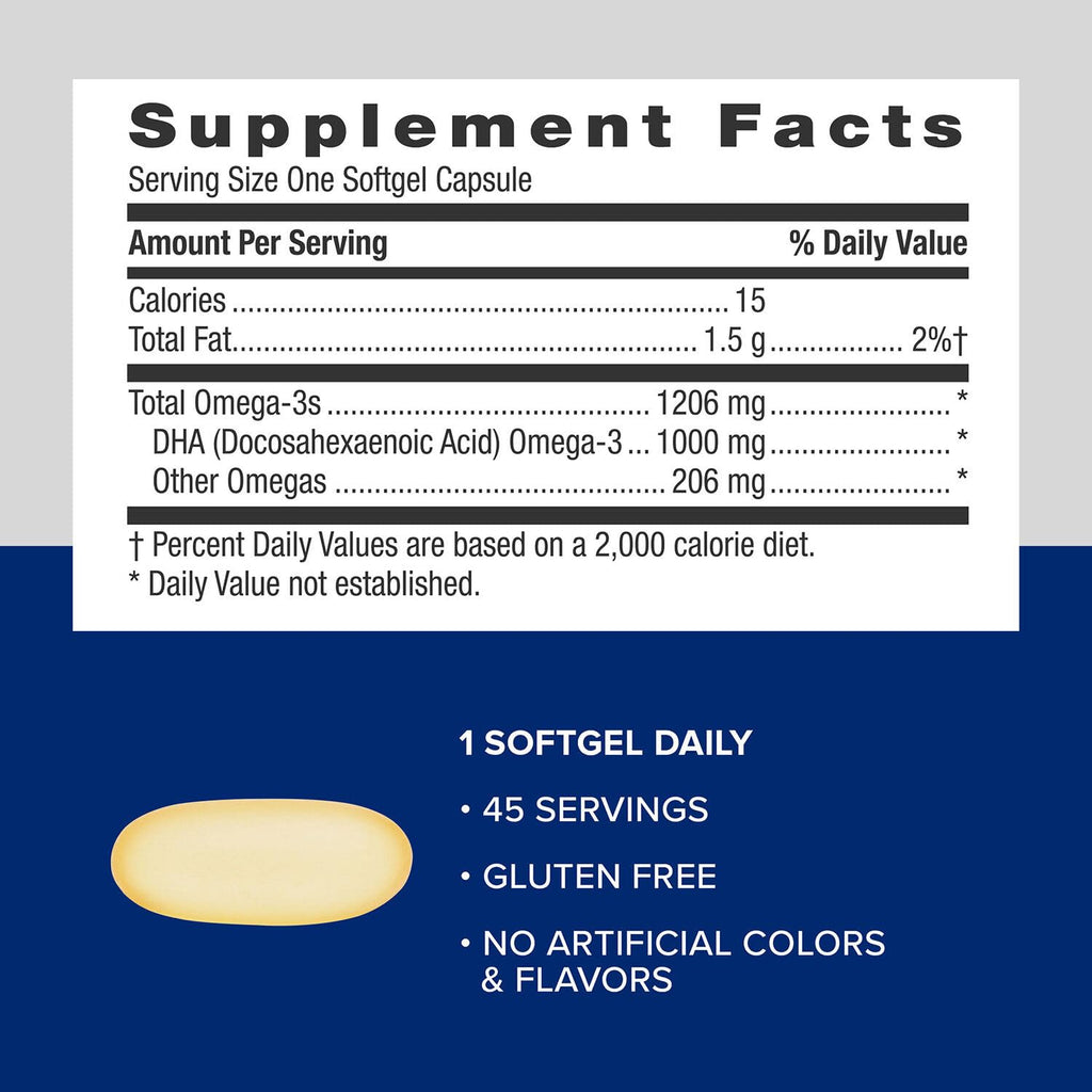 DHA 1000 Omega 3 Supplement 45 Softgels Z1506