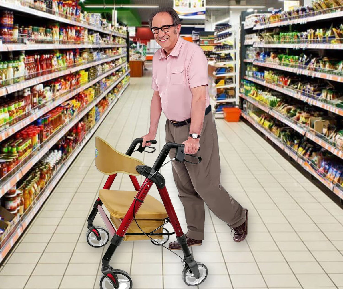 Heavy Duty 4 Wheel Rollator Walker with Seat E50349