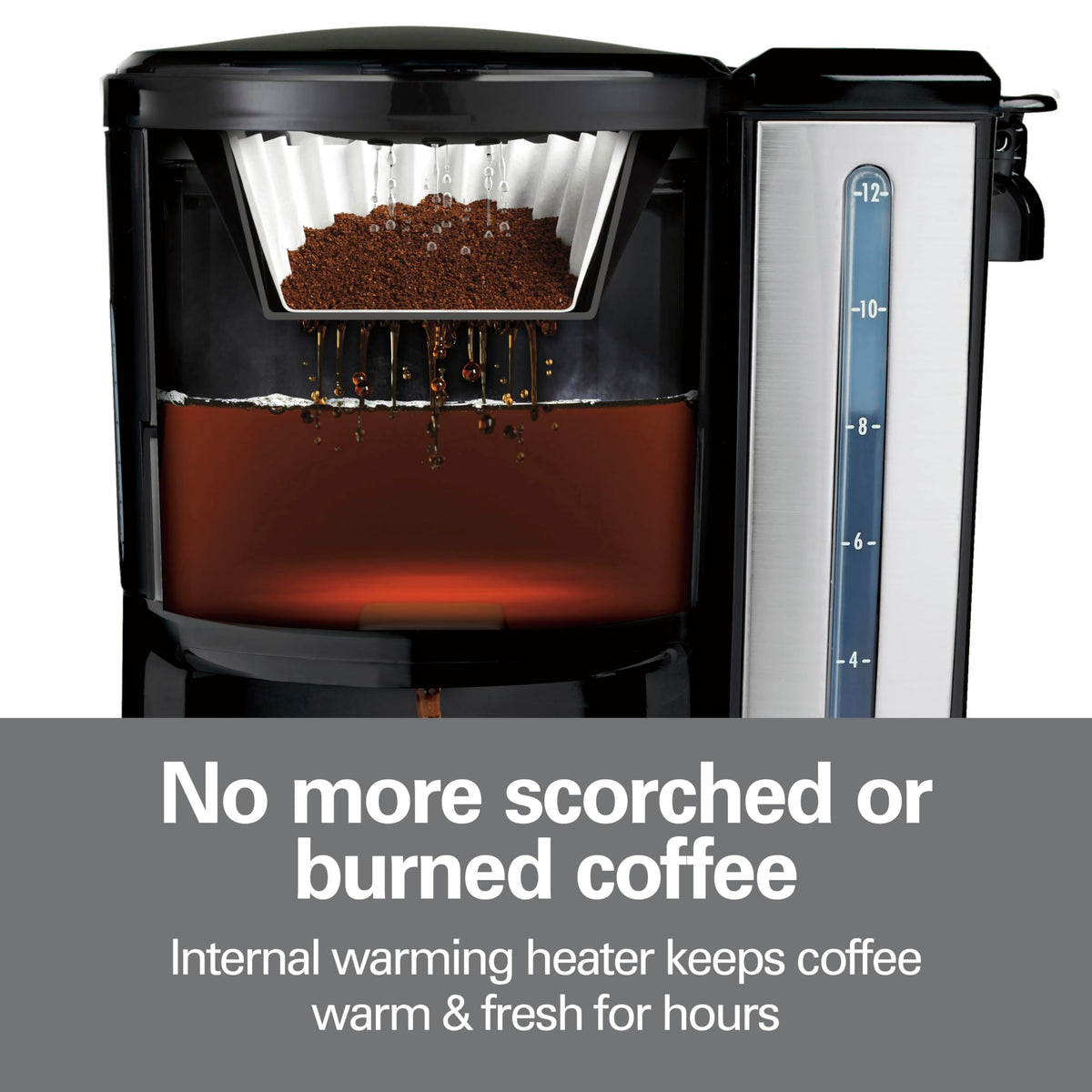 12 Cup Programmable Coffee Maker with 60 oz Removable Reservoir, Black & Stainless Steel V32755
