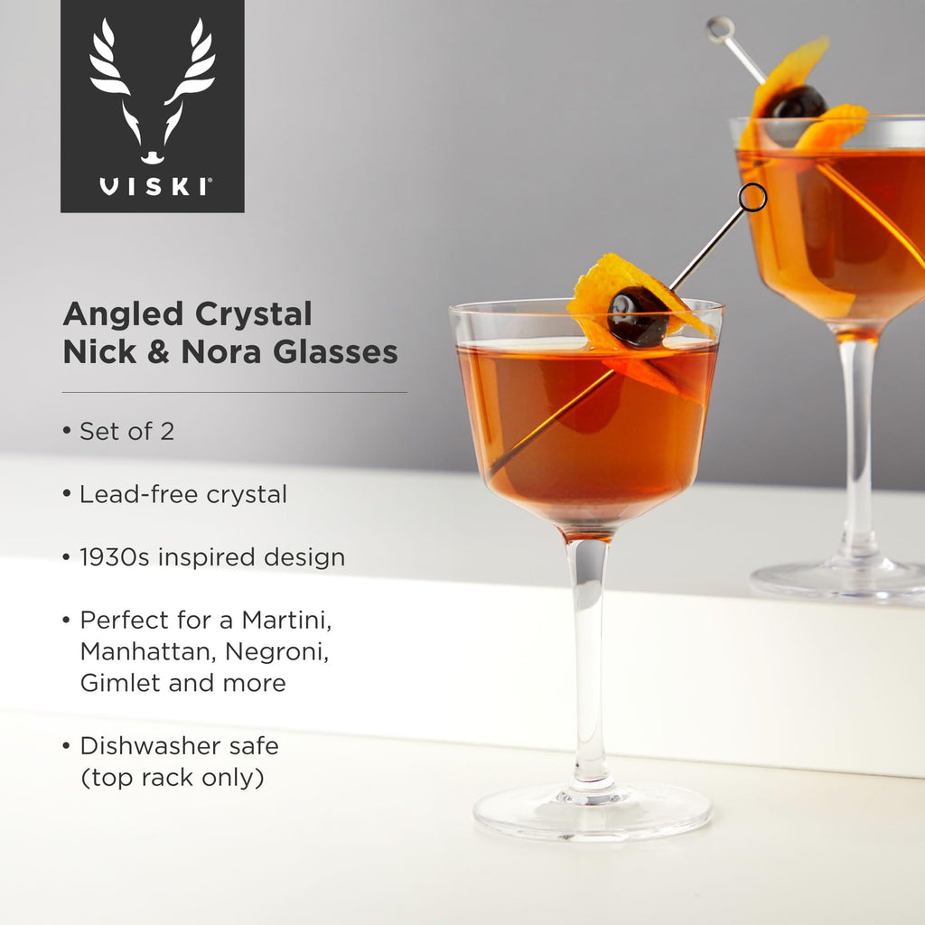 Stemmed Crystal Cocktail Glasses Set of 2 F7350