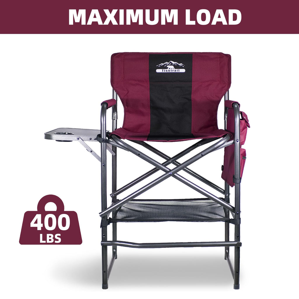 Wine Red Black Bar Height Folding Chair with Side Table N55558