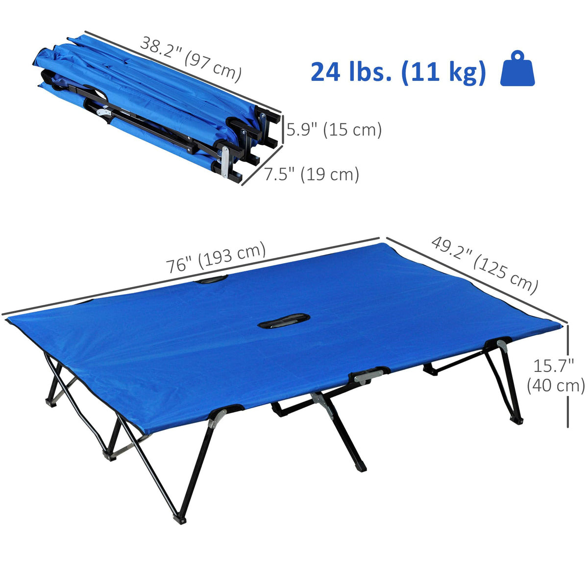 2 Person Folding Camping Cot with Carry Bag A47923