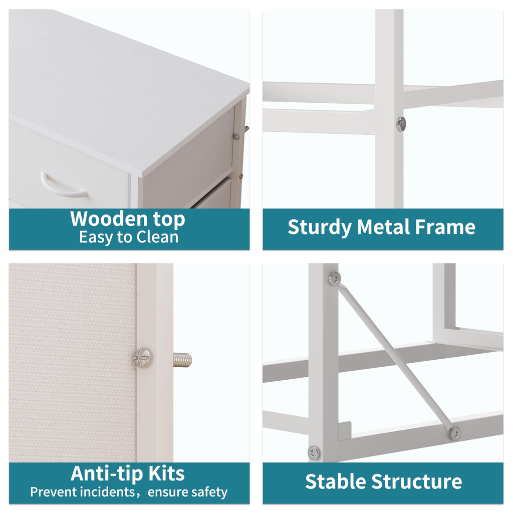 White 10 Drawer Fabric Dresser H989863