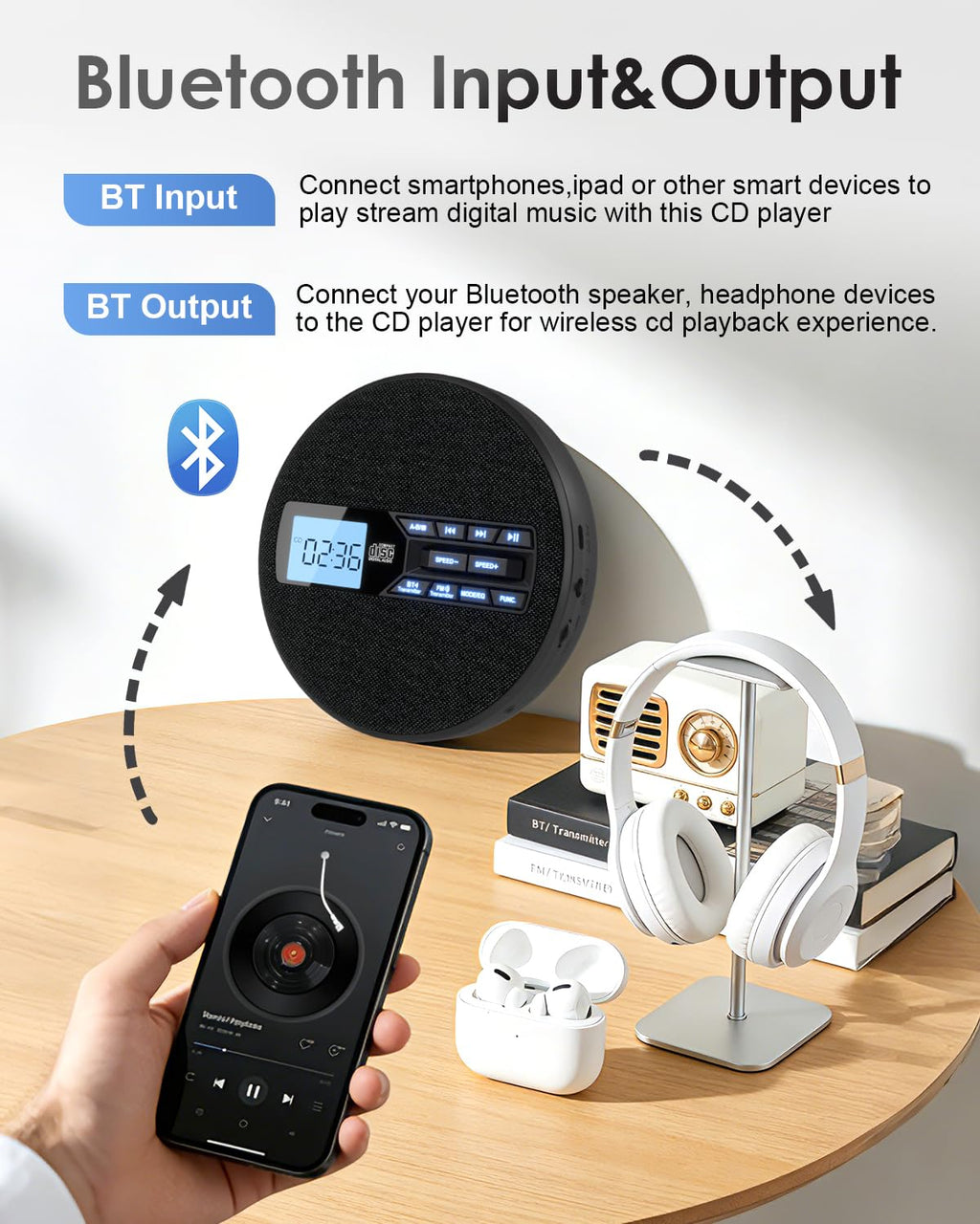 Portable CD Player with Bluetooth & FM Transmitter X191