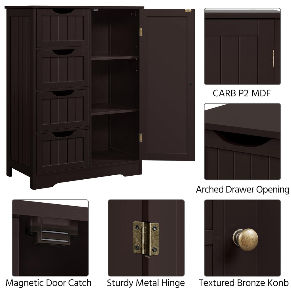 Espresso 4 Drawer Bathroom Storage Cabinet I2294