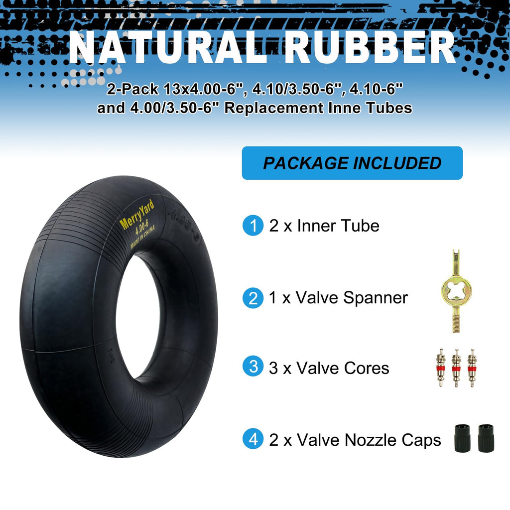 13 * 4.00-6" Inner Tubes TR13 Straight Valve Stem 2-Pack R162