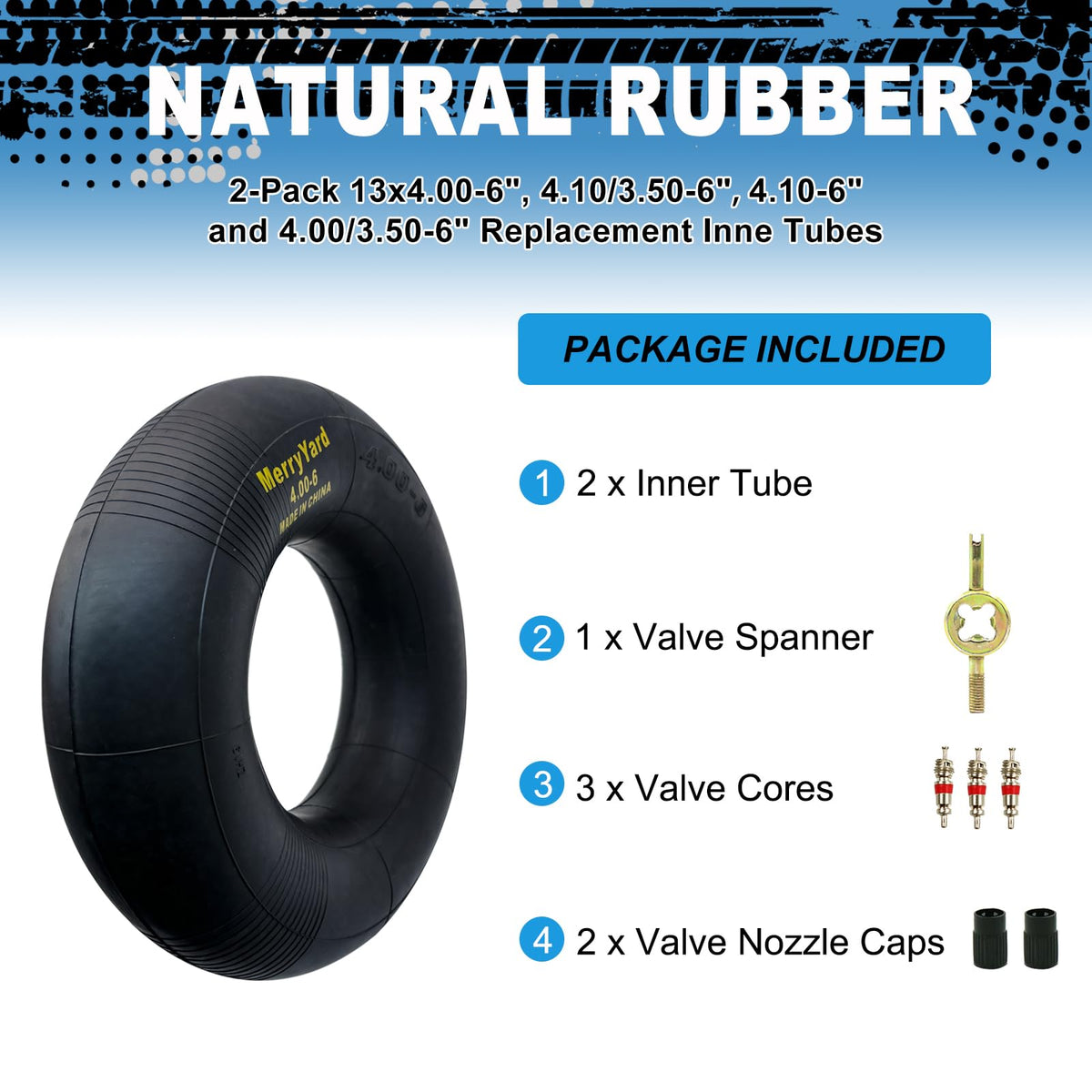 13 * 4.00-6" Inner Tubes TR13 Straight Valve Stem 2-Pack R162