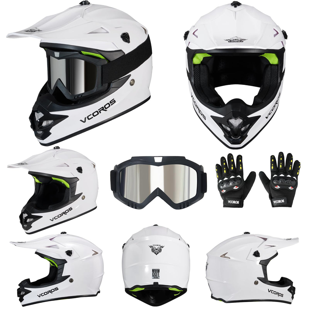 Kids Dirt Bike Helmet Set with Goggles Gloves I1224