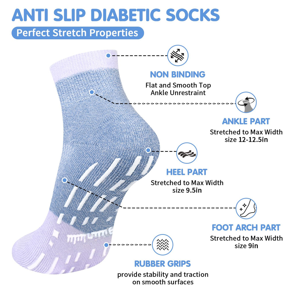 Non Slip Diabetic Ankle Socks 6 Pairs X5830