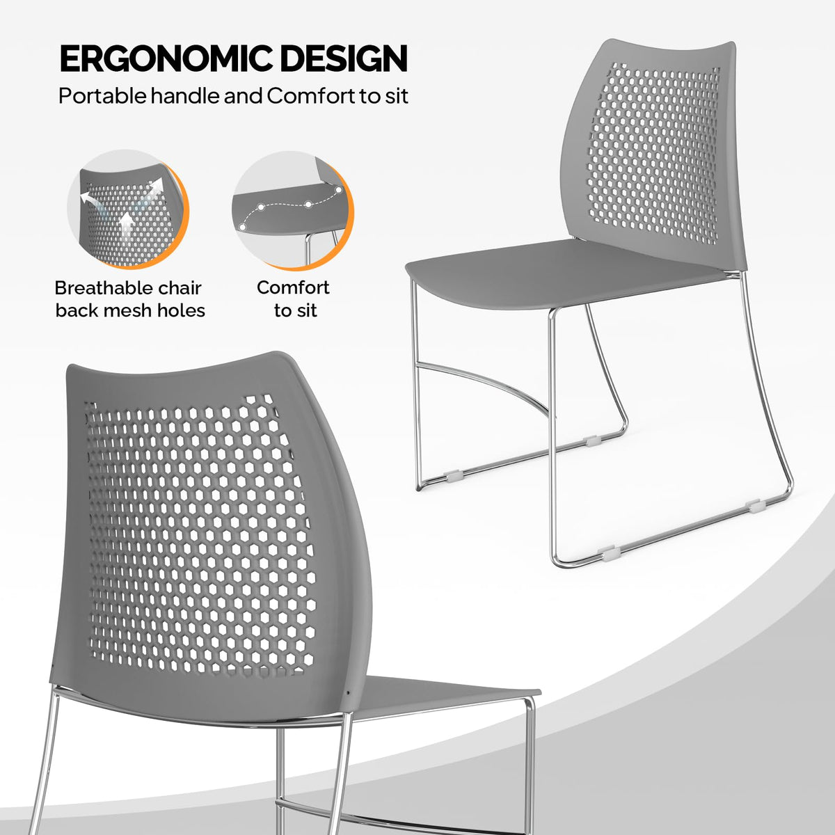 Grey Plastic Stacking Chairs X529095