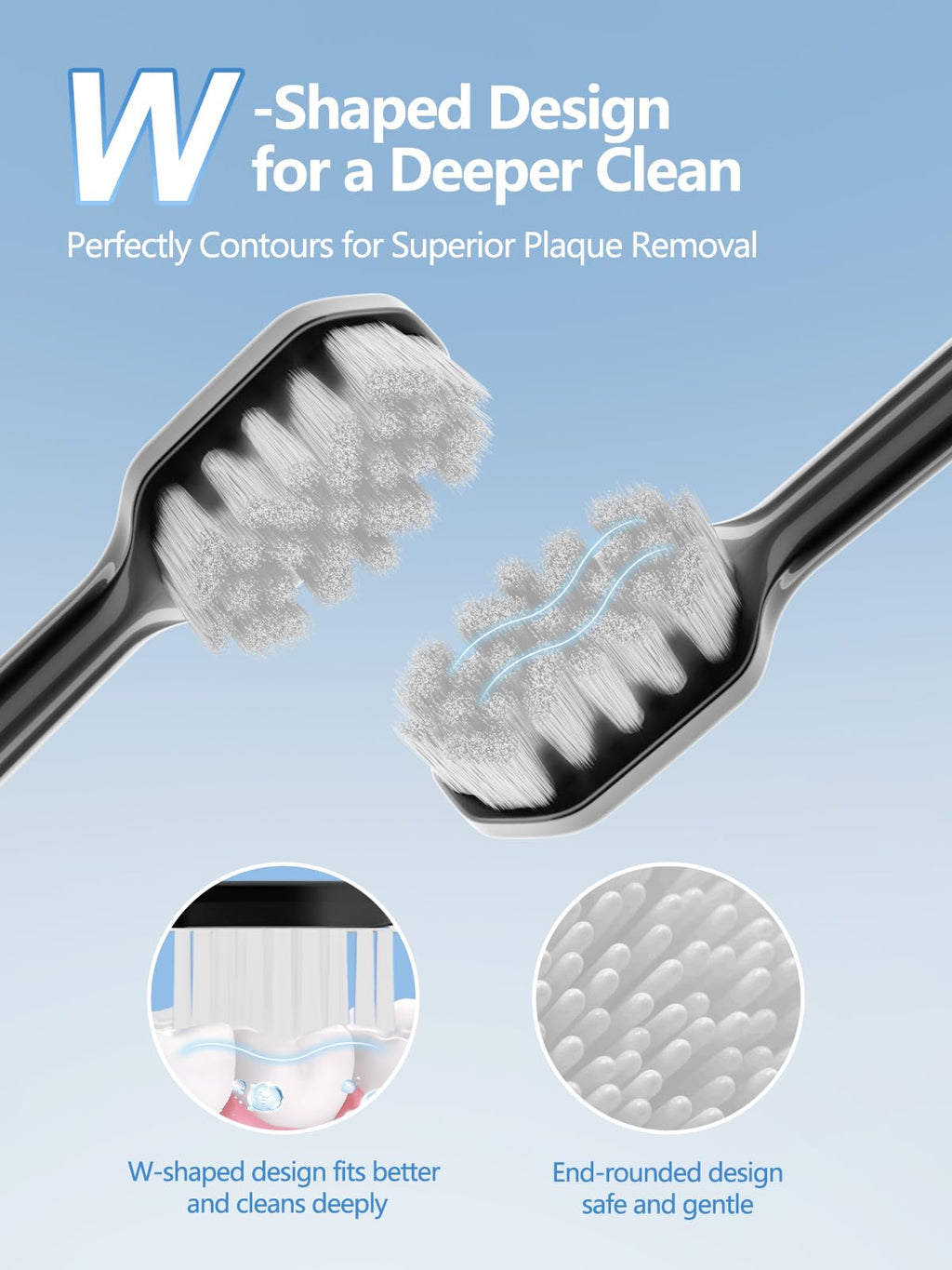 Electric Toothbrush Replacement Brush Heads 2-Pack Black V584335
