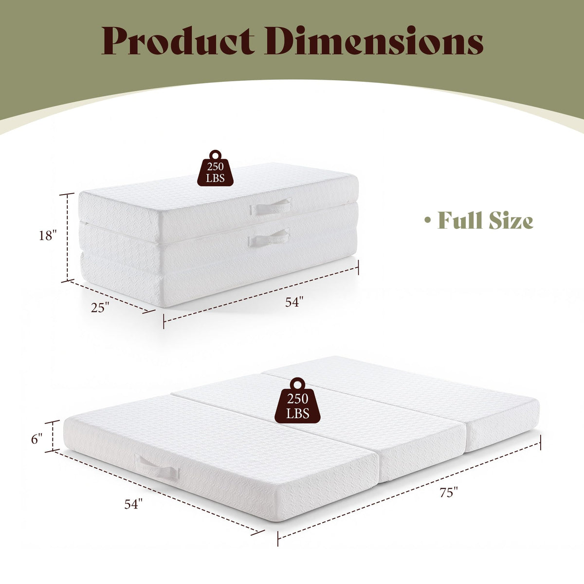 6" Full Tri-Fold Memory Foam Mattress K15425