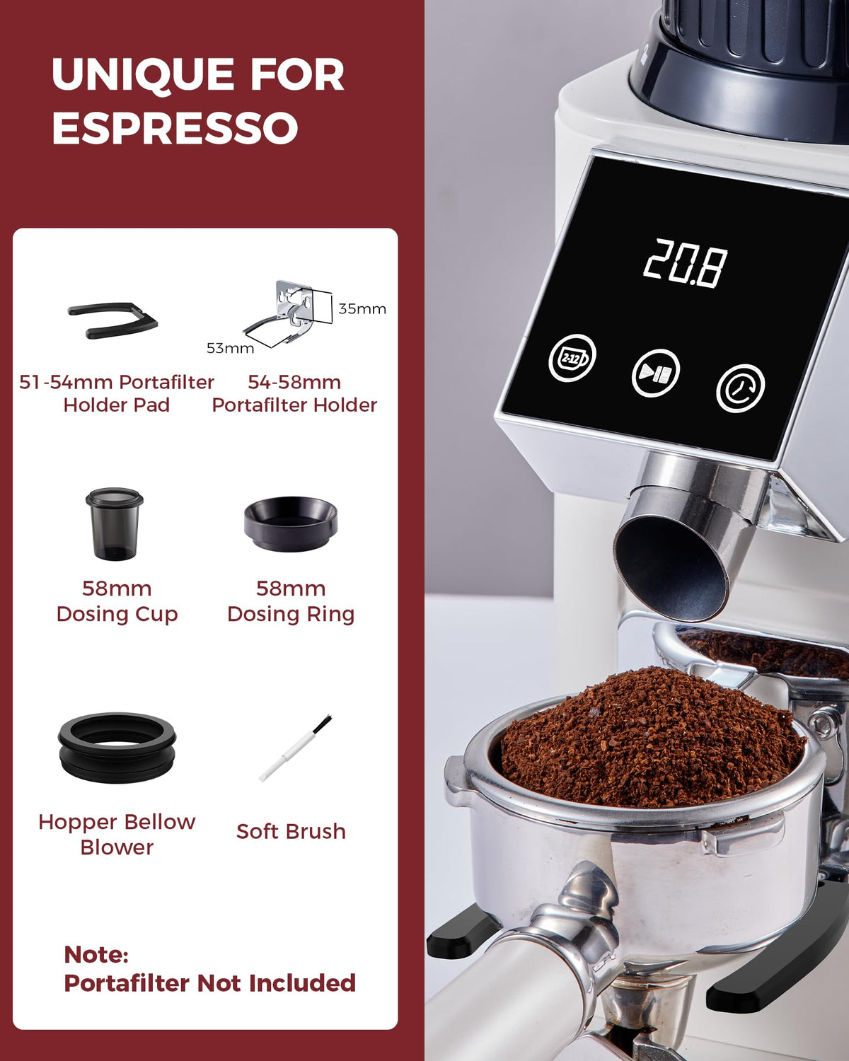 Conical Burr Coffee Grinder, 48 Grind Settings, Ivory L88164