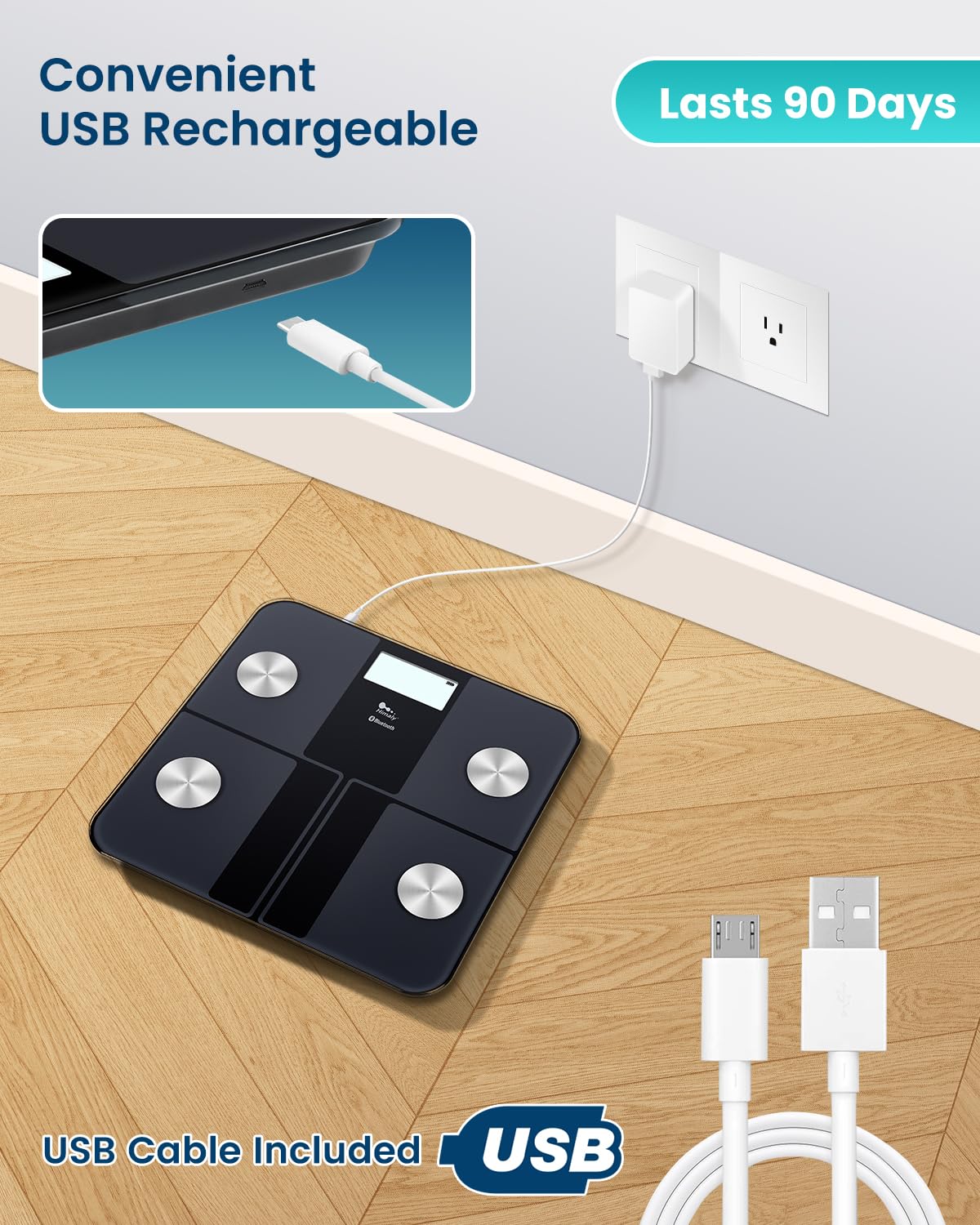 Rechargeable Digital Bathroom Scale W875