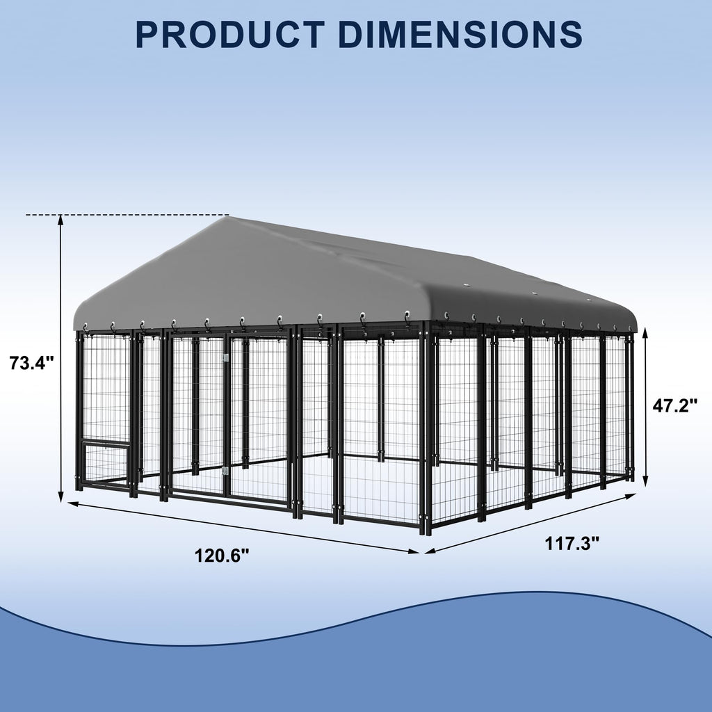10X10FT Heavy Duty Galvanized Steel Dog Kennel with Roof L861
