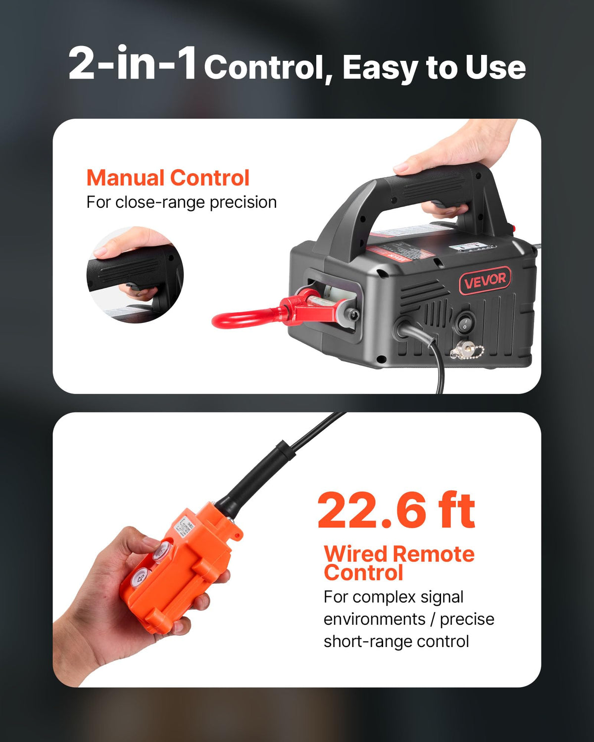 1100 lbs 1500W Electric Hoist Winch with Wired Remote Control C144644