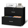 Black 2 Drawer Wood Lateral File Cabinet with Lock M255261