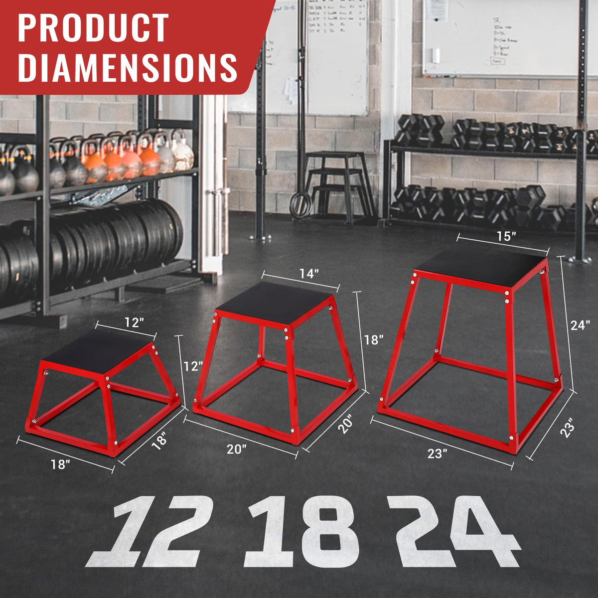 Steel Jump Box Set with Non-Slip Rubber Pad E2488