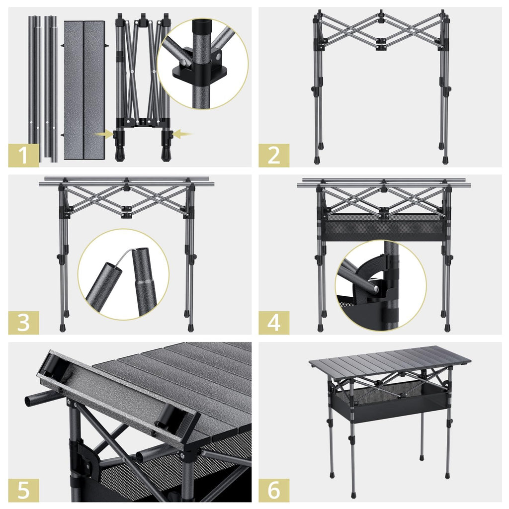 3ft Aluminum Roll Top Folding Camping Table R234626