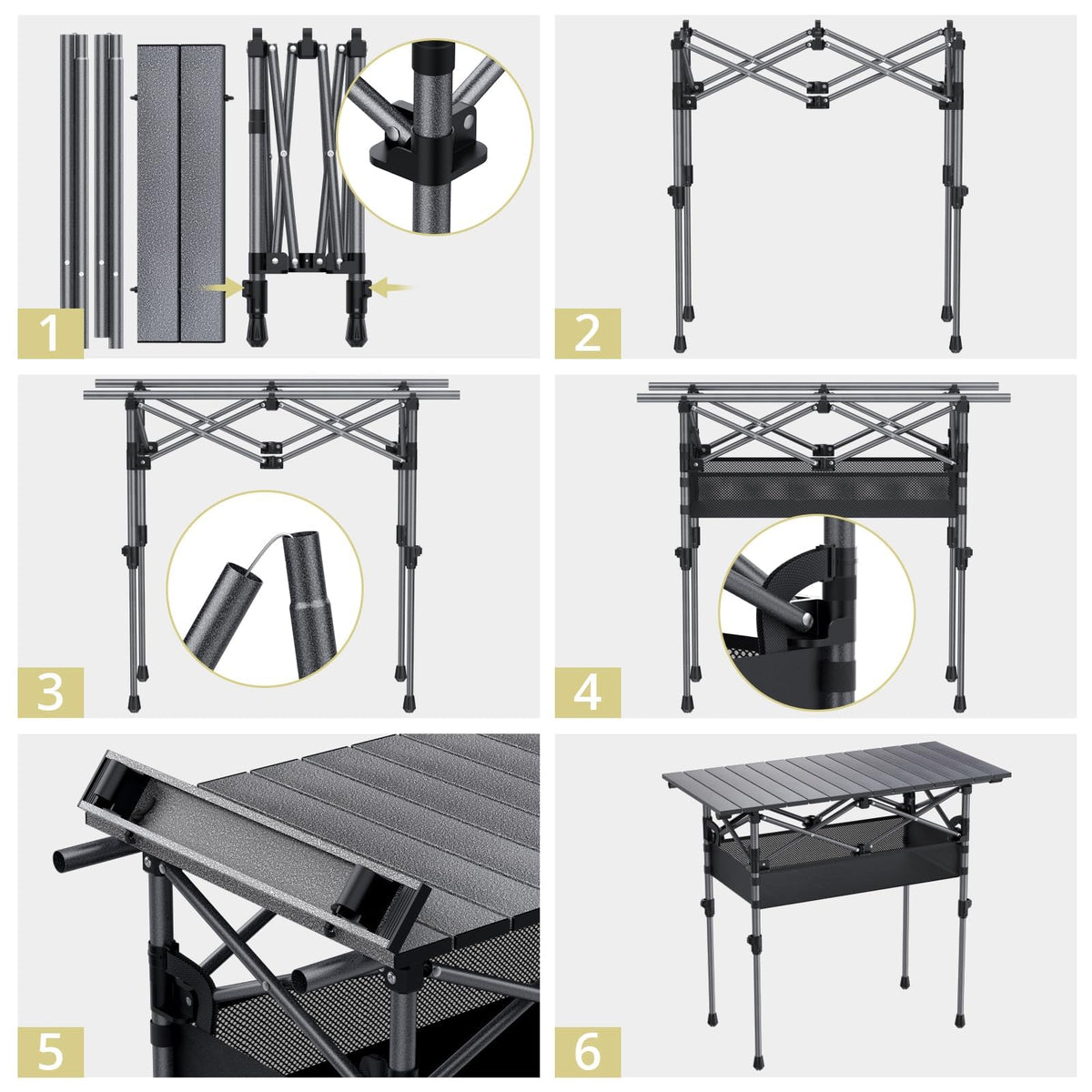 3ft Aluminum Roll Top Folding Camping Table R234626