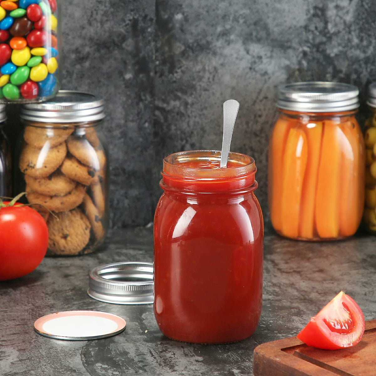 16 oz Clear Glass Mason Jars with Lids and Bands, 12 Pack H14174