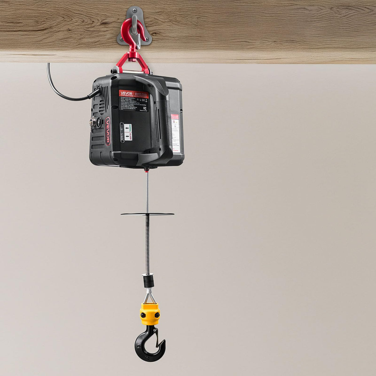 1100 lbs 1500W Electric Hoist Winch with Wired Remote Control C144644