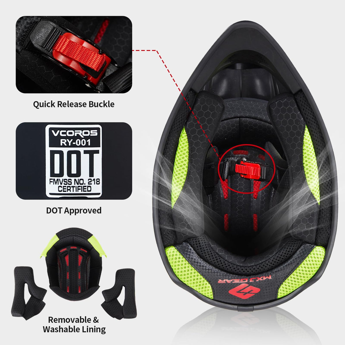 Kids Dirt Bike Helmet Set with Goggles Gloves I1224