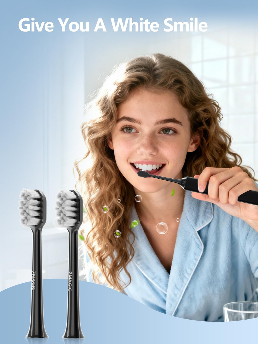 Electric Toothbrush Replacement Brush Heads 2-Pack Black V584335