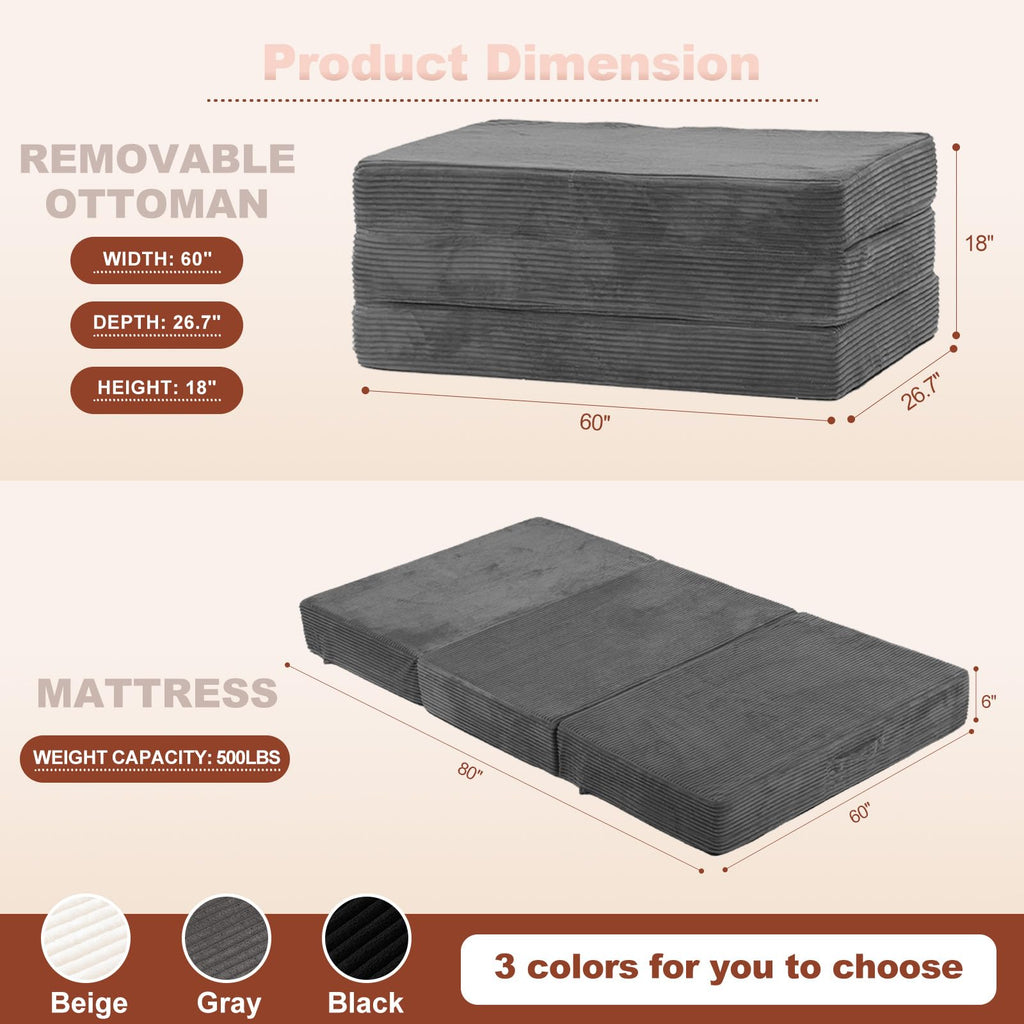 6-Inch Tri-Fold Foldable Mattress Y258