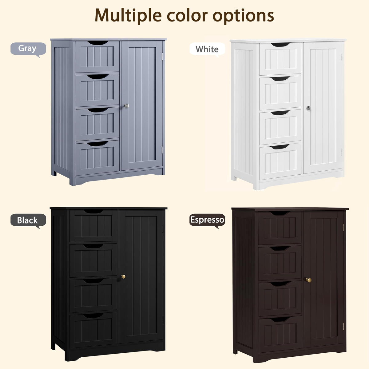 Espresso 4 Drawer Bathroom Storage Cabinet I2294