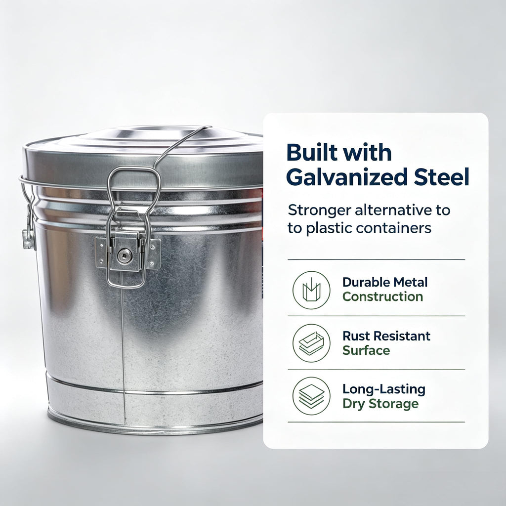 6 Gal Galvanized Steel Storage Can Locking Lid Z1414