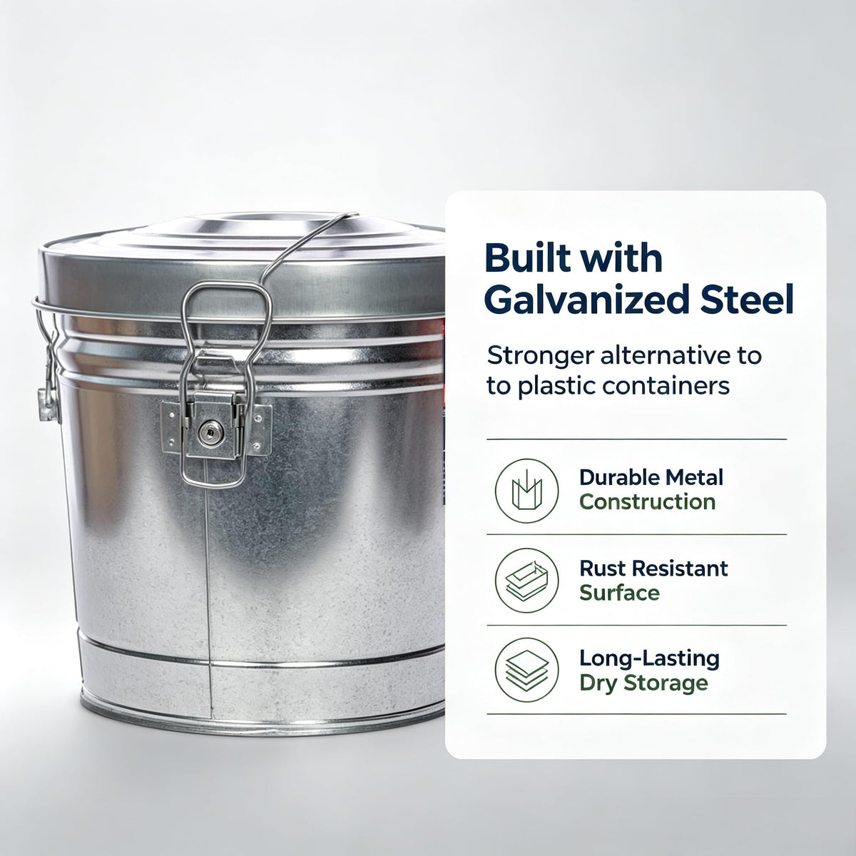 6 Gal Galvanized Steel Storage Can Locking Lid Z1414