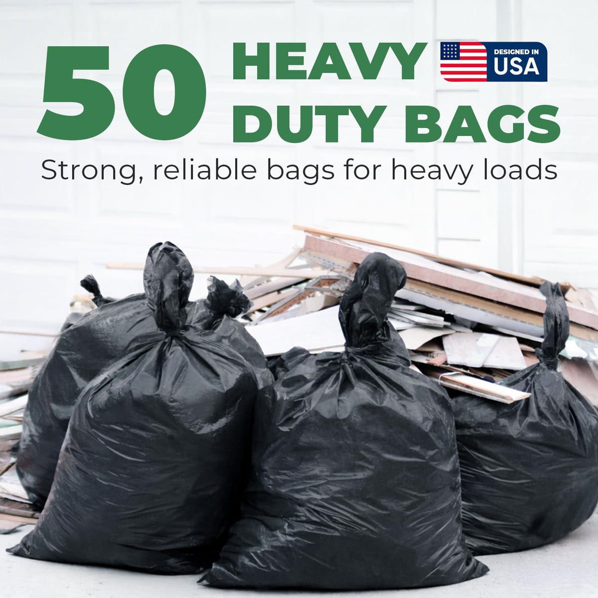 Heavy Duty 2.8 Mil 55-60 Gallon Trash Bags 50 Count J807