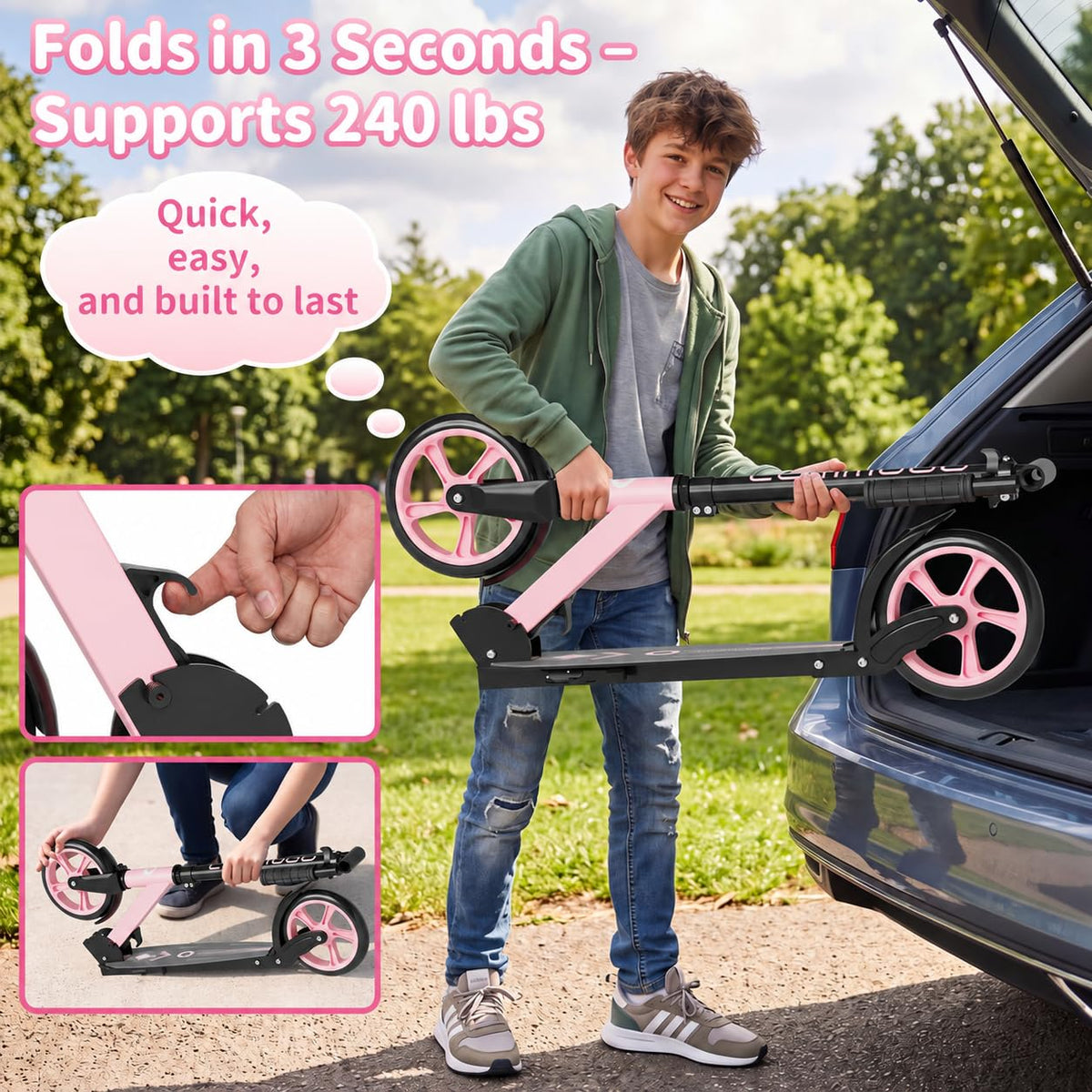 Lightweight Foldable Kick Scooter with Carry Strap G29443