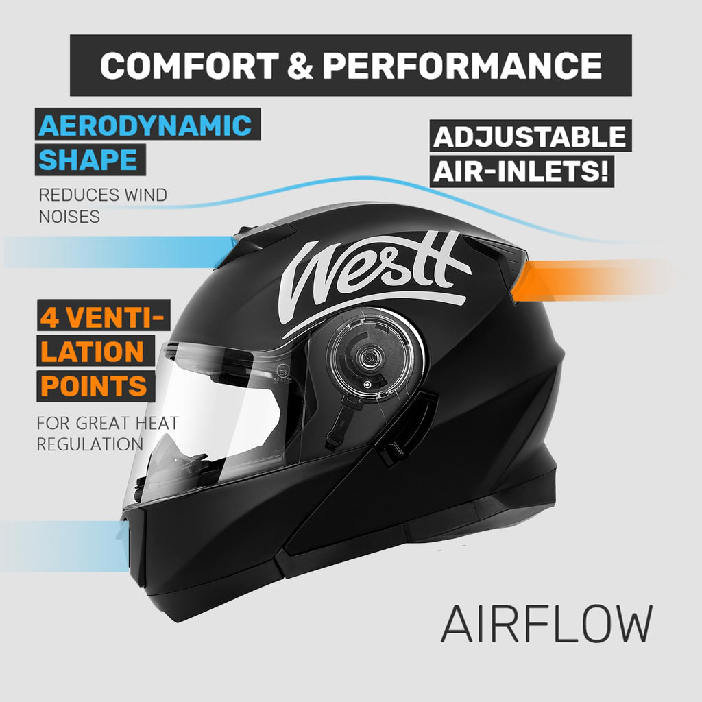 Dual Visor Flip Up Modular Helmet A6551