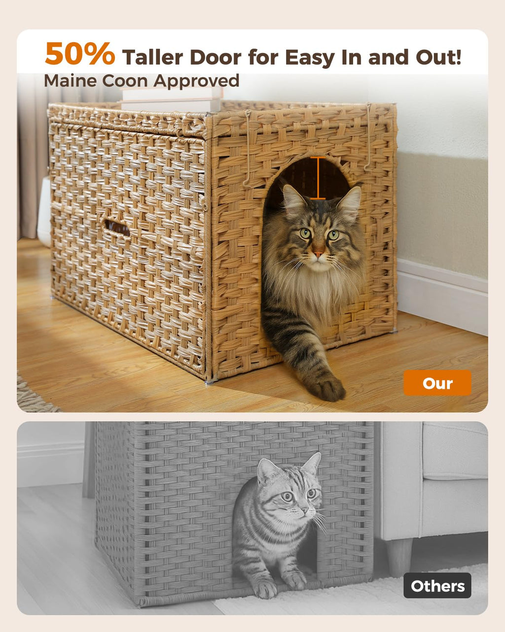 Beige Rattan Cat Litter Box Enclosure P57208