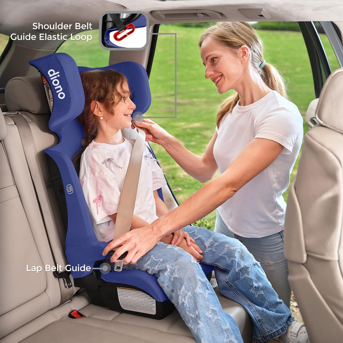 Foldable High Back Booster Seat, 40–100 lbs, Blue F552165