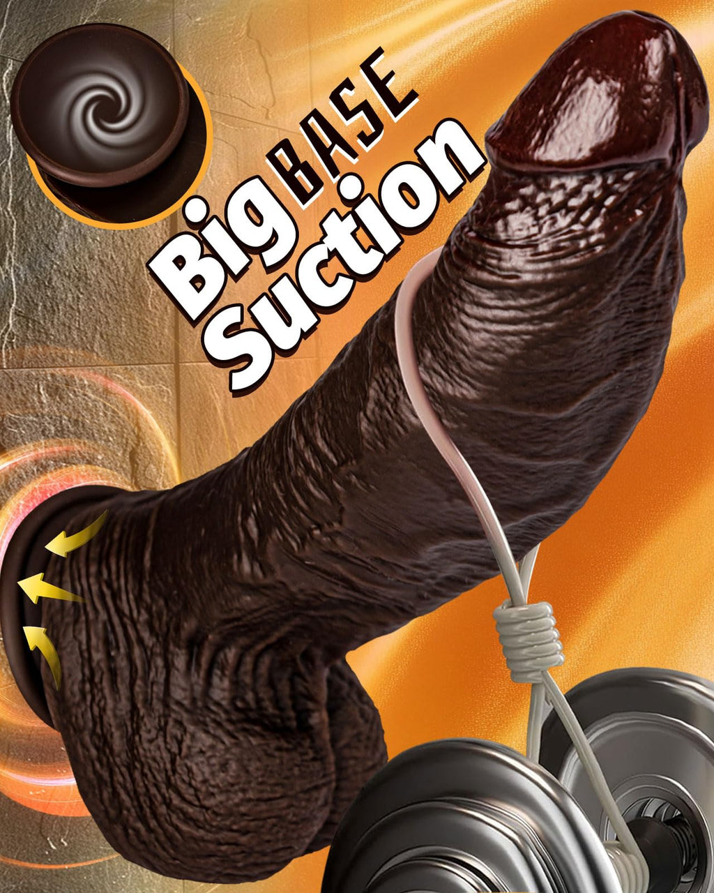10.5'' Thick Black Realistic Curved Dildo D601494