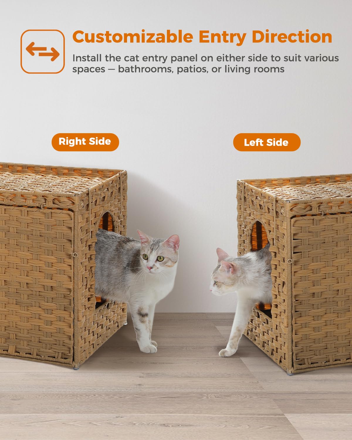 Beige Rattan Cat Litter Box Enclosure P57208