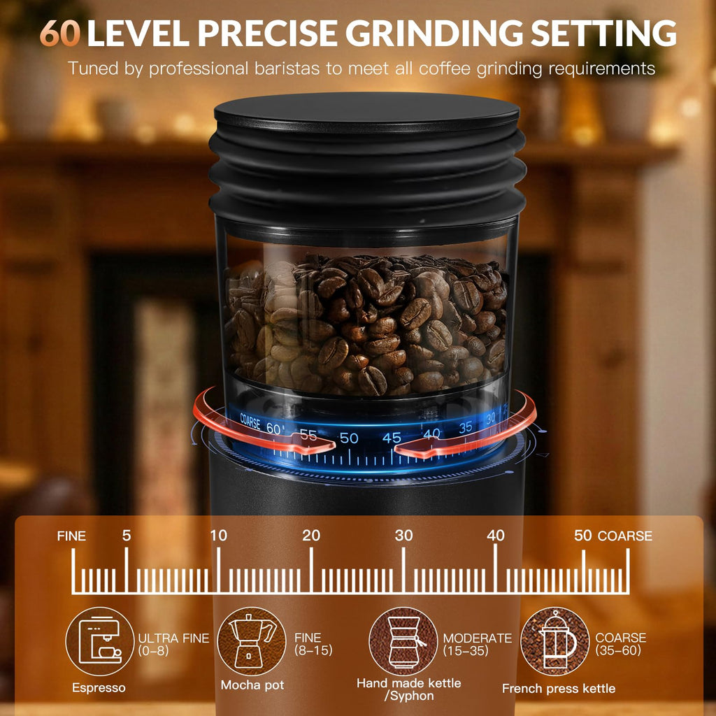 Cordless Black Conical Burr Coffee Grinder V187599