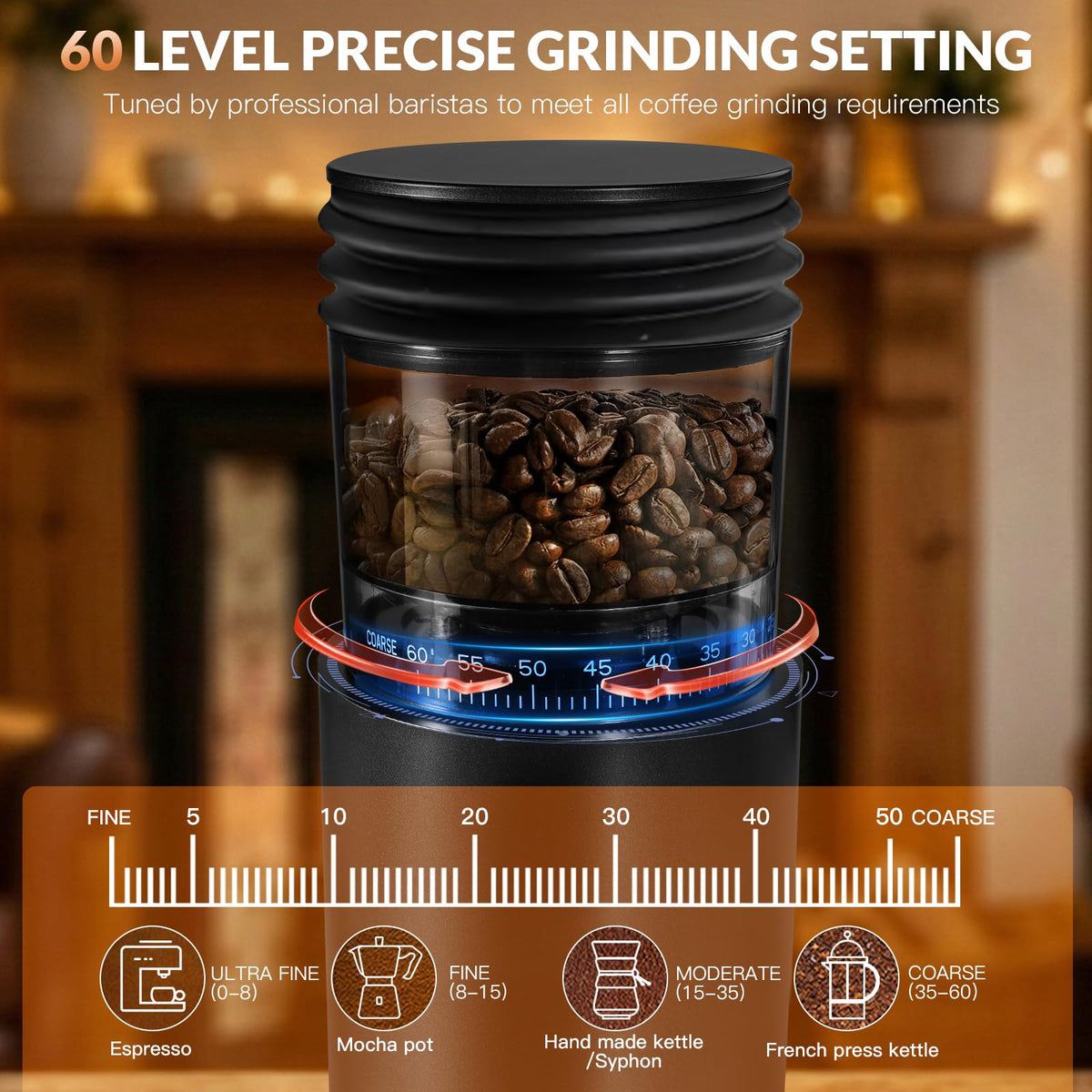 Cordless Black Conical Burr Coffee Grinder V187599