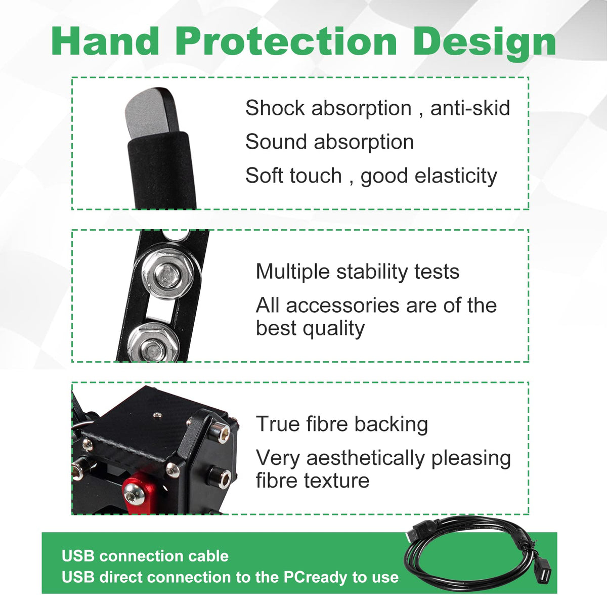 2-in-1 USB Handbrake with Hall Sensor and Clamp S567