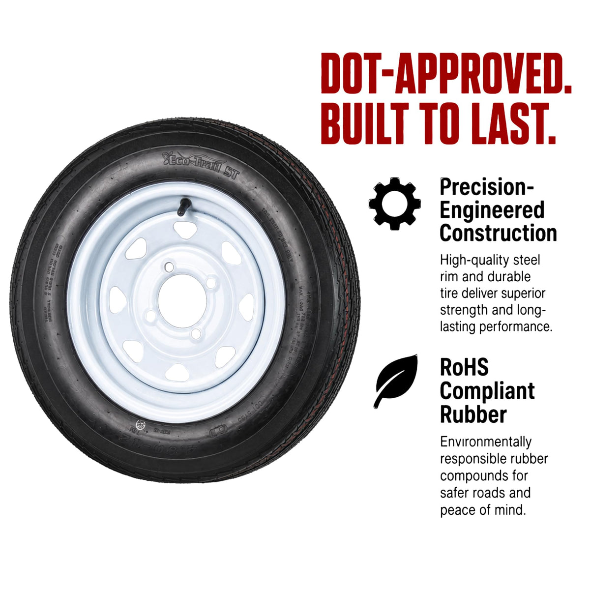 2-Pack Trailer Tire Rim Assembly 4.80-12 Load C 5 Lug F918