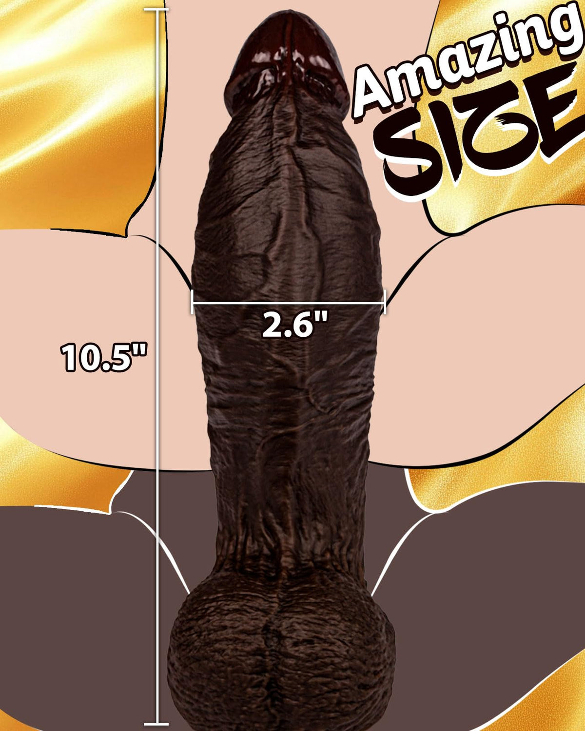 10.5'' Thick Black Realistic Curved Dildo D601494