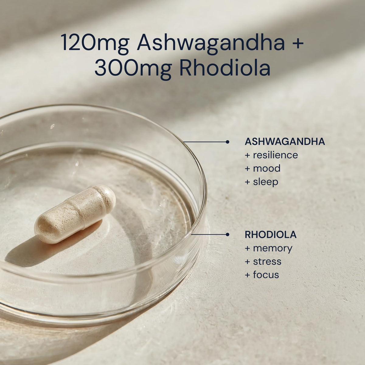 Ashwagandha & Rhodiola 120mg Adaptogen Capsules 30 Vegan Capsules U38281
