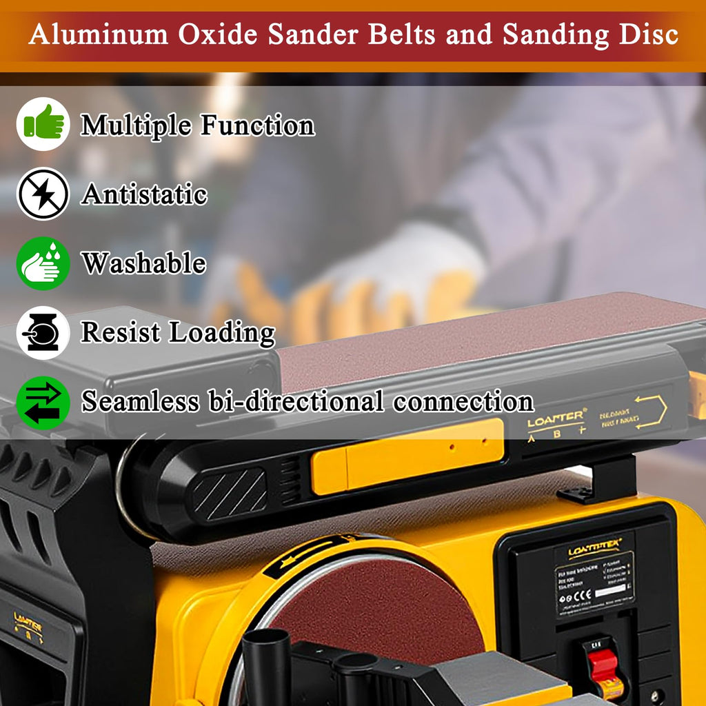4 x 36 inch 11 Pc Sanding Belts and 6" Self Stick Sanding Disc Set X71763