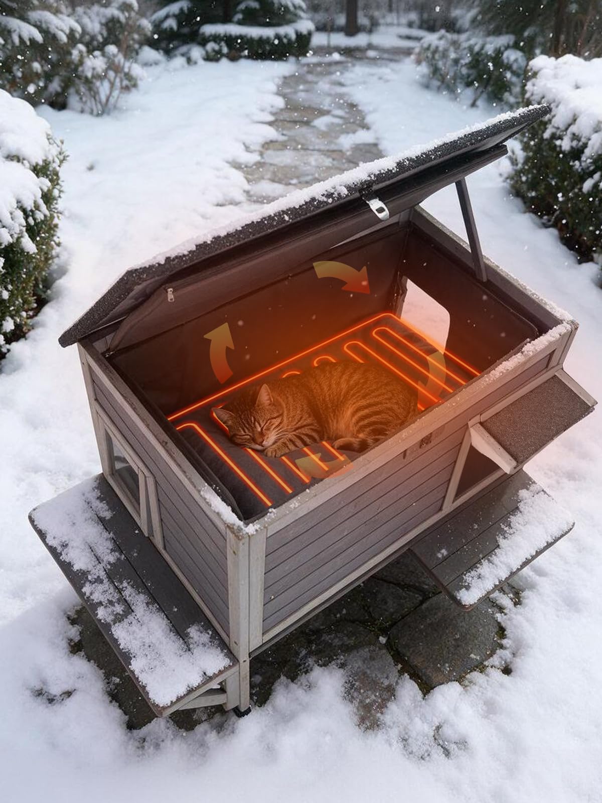 6-Sides Insulated Outdoor Heated Cat House P627