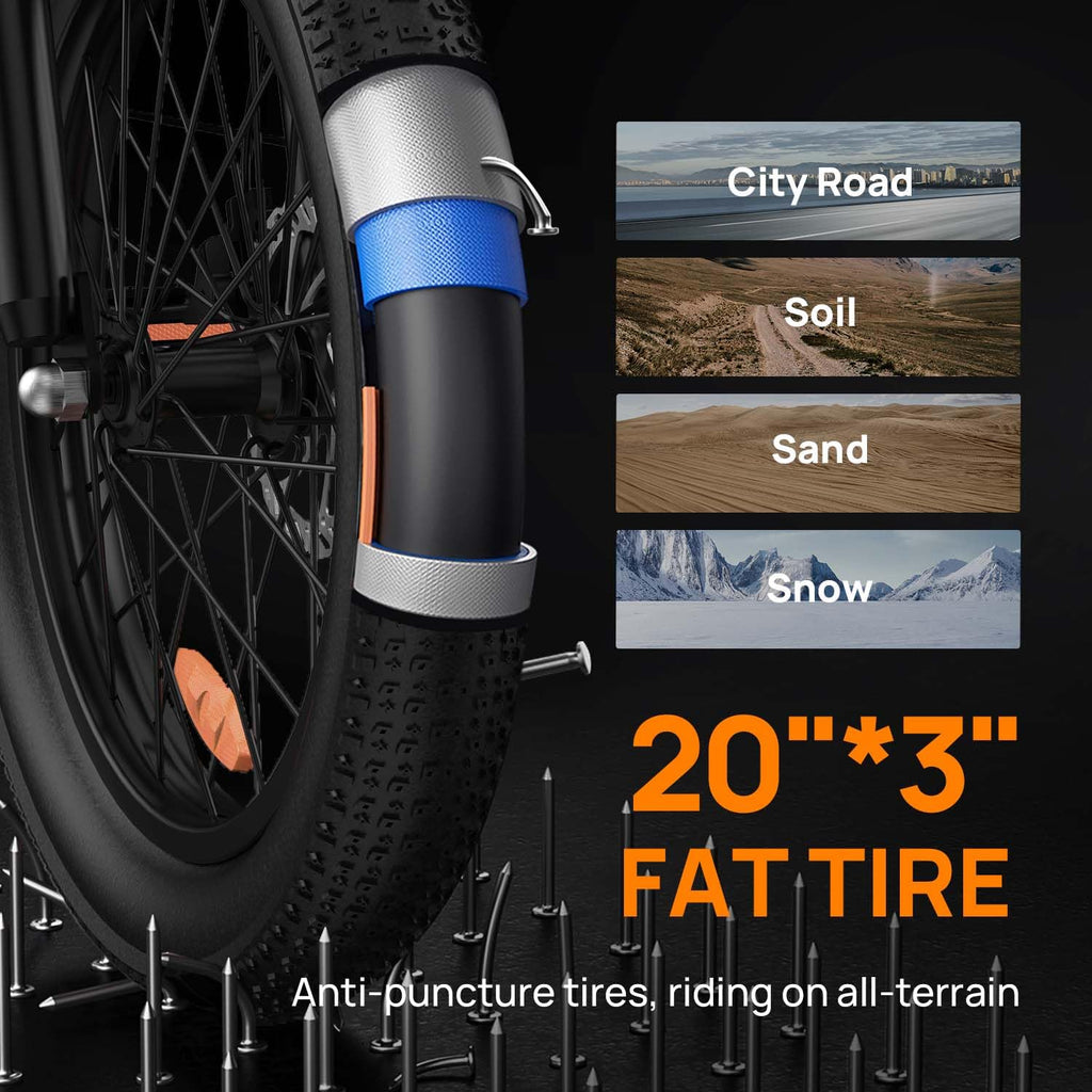 20" Fat Tire Electric Bike with 1000W Motor R450