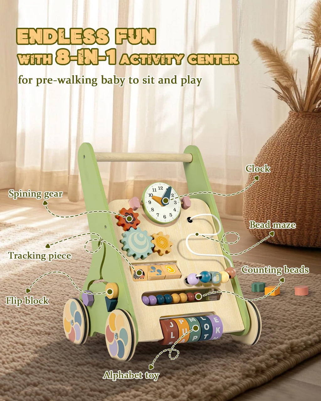 Wooden Push Walker with Wheels M62497